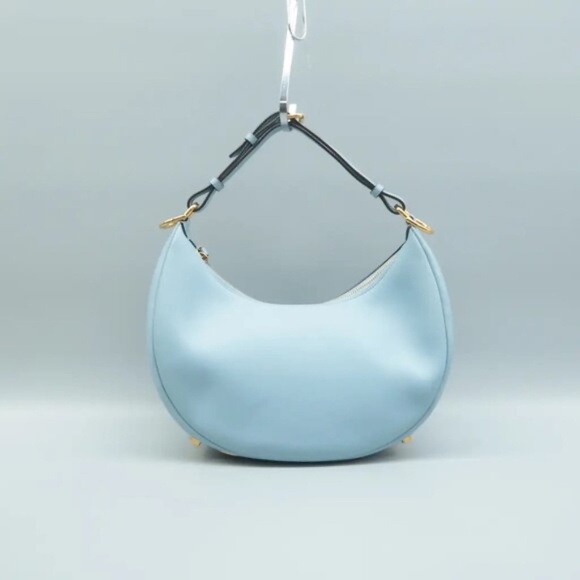 100% Authentic FENDI Fendigraphy Blue Leather Shoulder Bag 2007-071224 - Picture 2 of 12